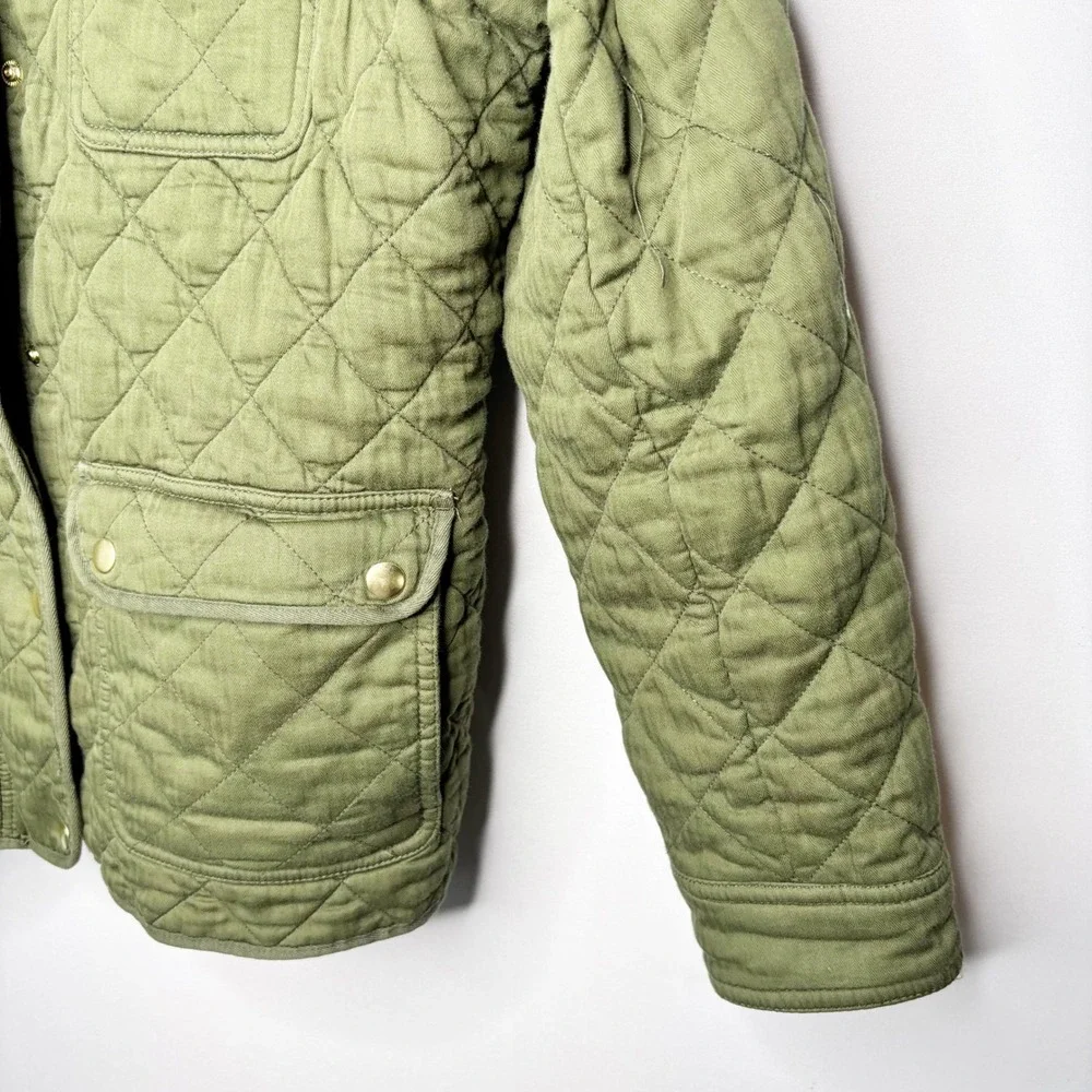 J. Crew Quilted Utility Jacket in Olive Green